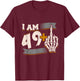 I Am 49 Plus Middle Finger Skeleton Bone 50th Birthday Shirt T-Shirt - T-Shirt | Maroon