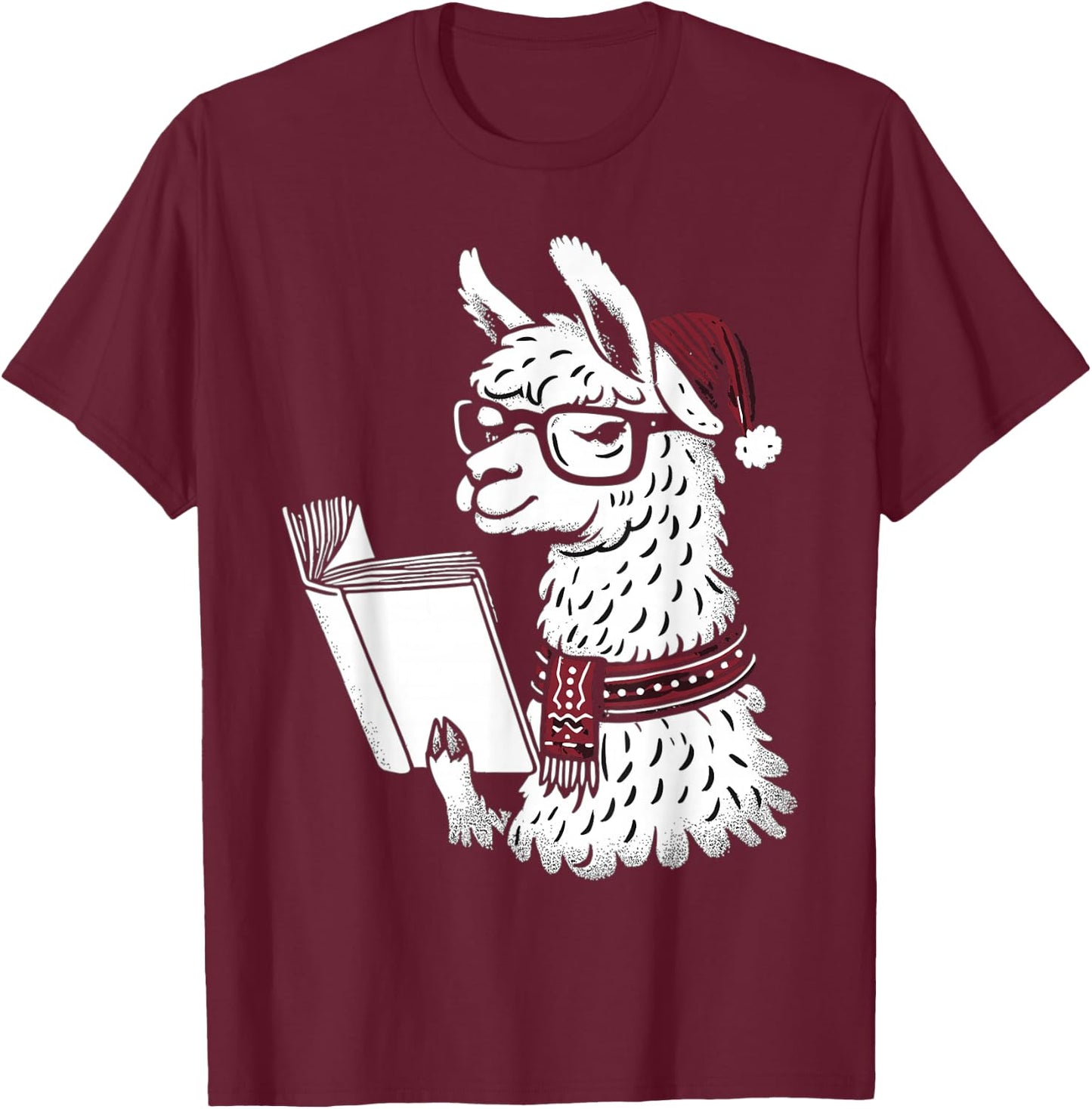 Just A Girl Who Loves Llamas & Books Santa Christmas Pajama T-Shirt - T-Shirt | Maroon
