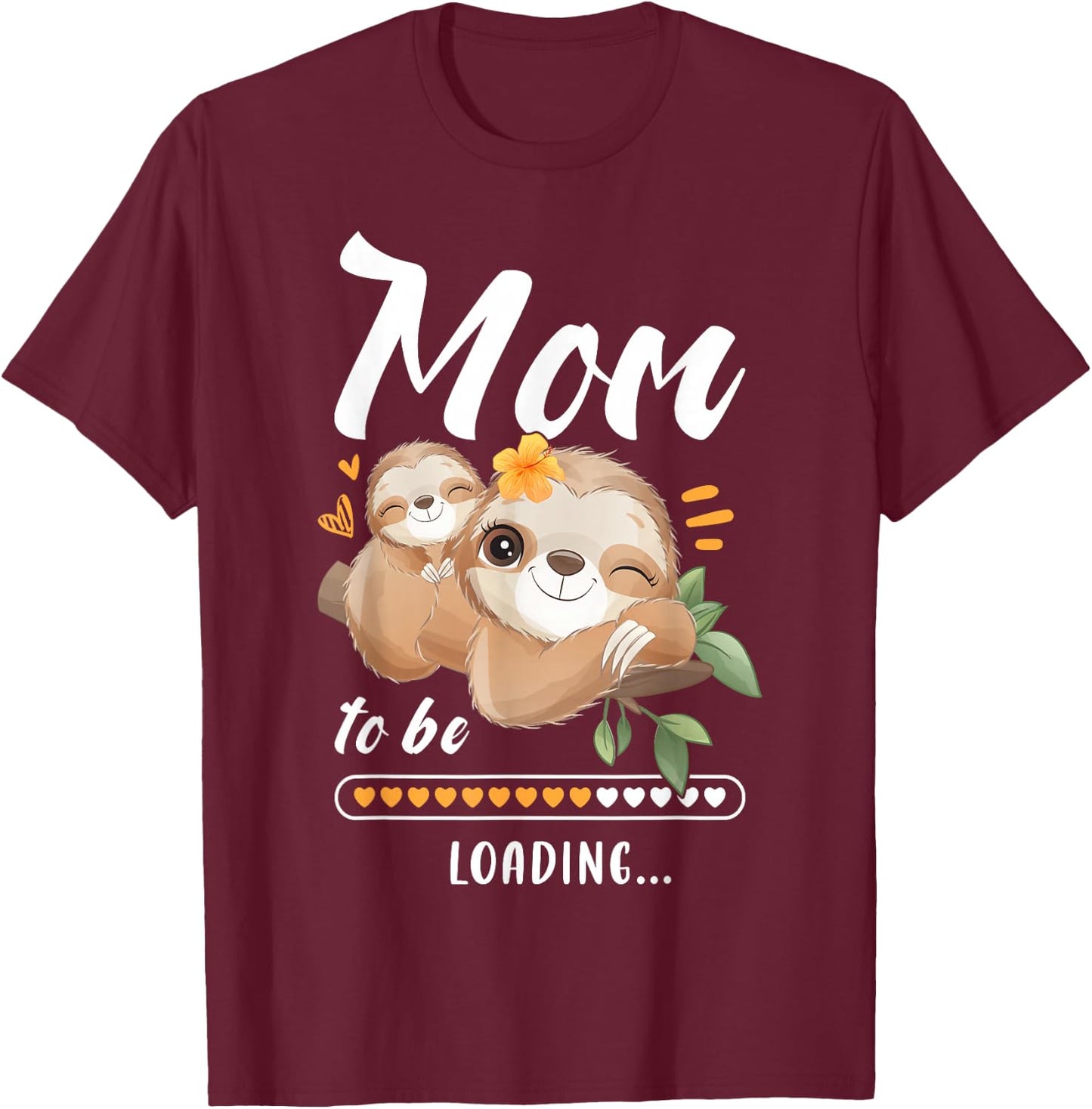 Mummy To Be Baby Announcement Sloths T-Shirt - T-Shirt | Maroon
