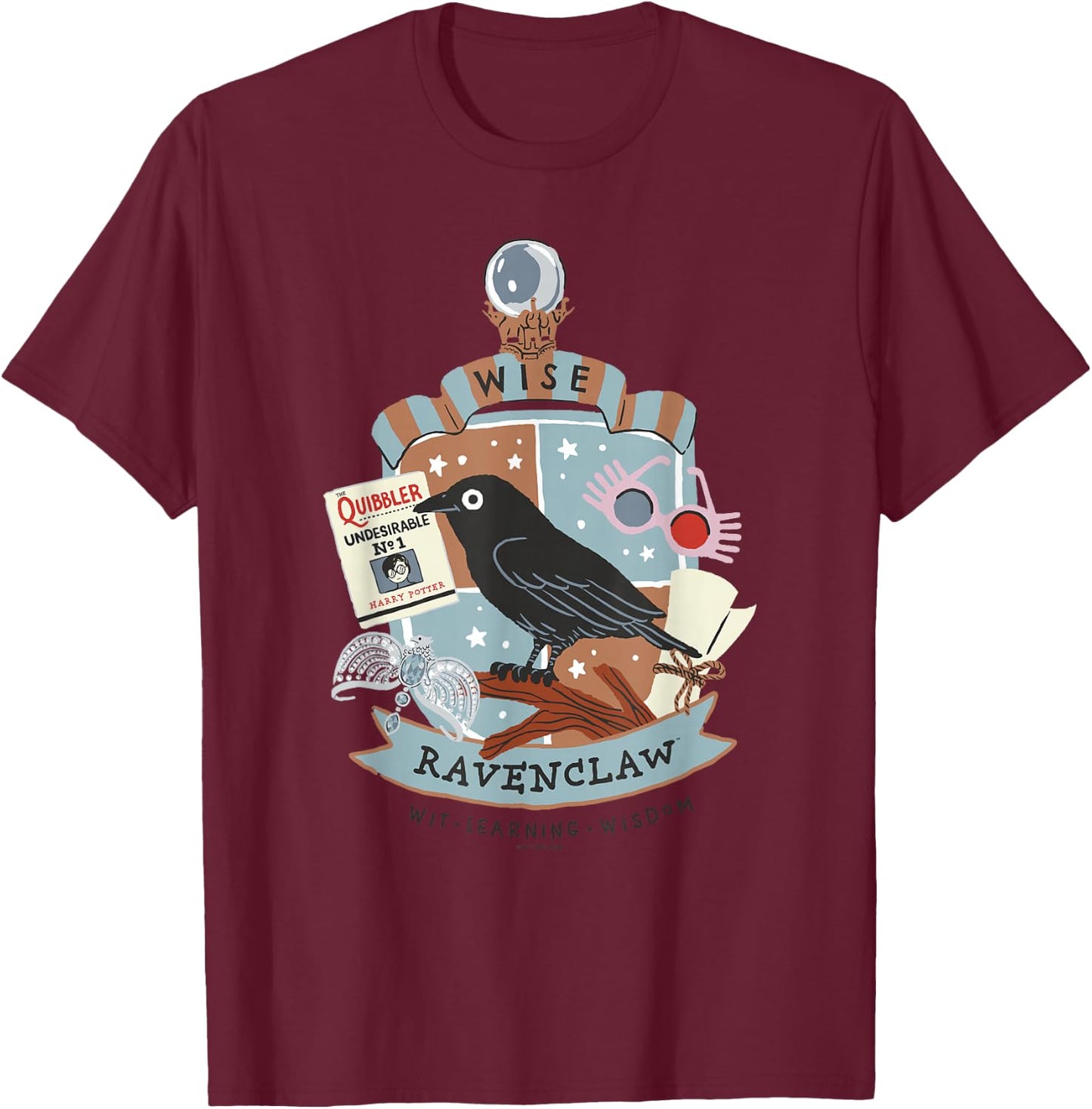 Harry Potter: Deathly Hallows 2 Wise Ravenclaw Badge T-Shirt - T-Shirt | Maroon