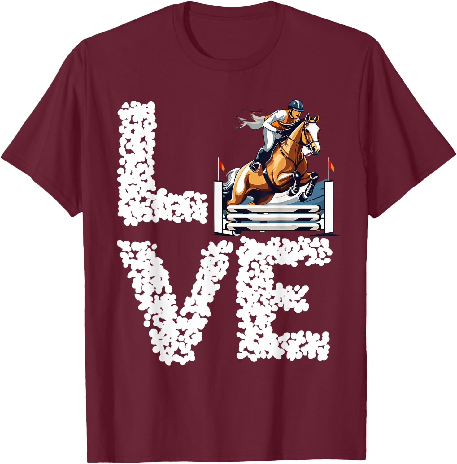 Equestrian Rider Love Leopard English Horse Show Jumping T-Shirt - T-Shirt | Maroon