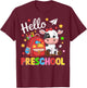 Hello Preschool Cute Cow 100th Day Of School Student Teacher T-Shirt - T-Shirt | Maroon