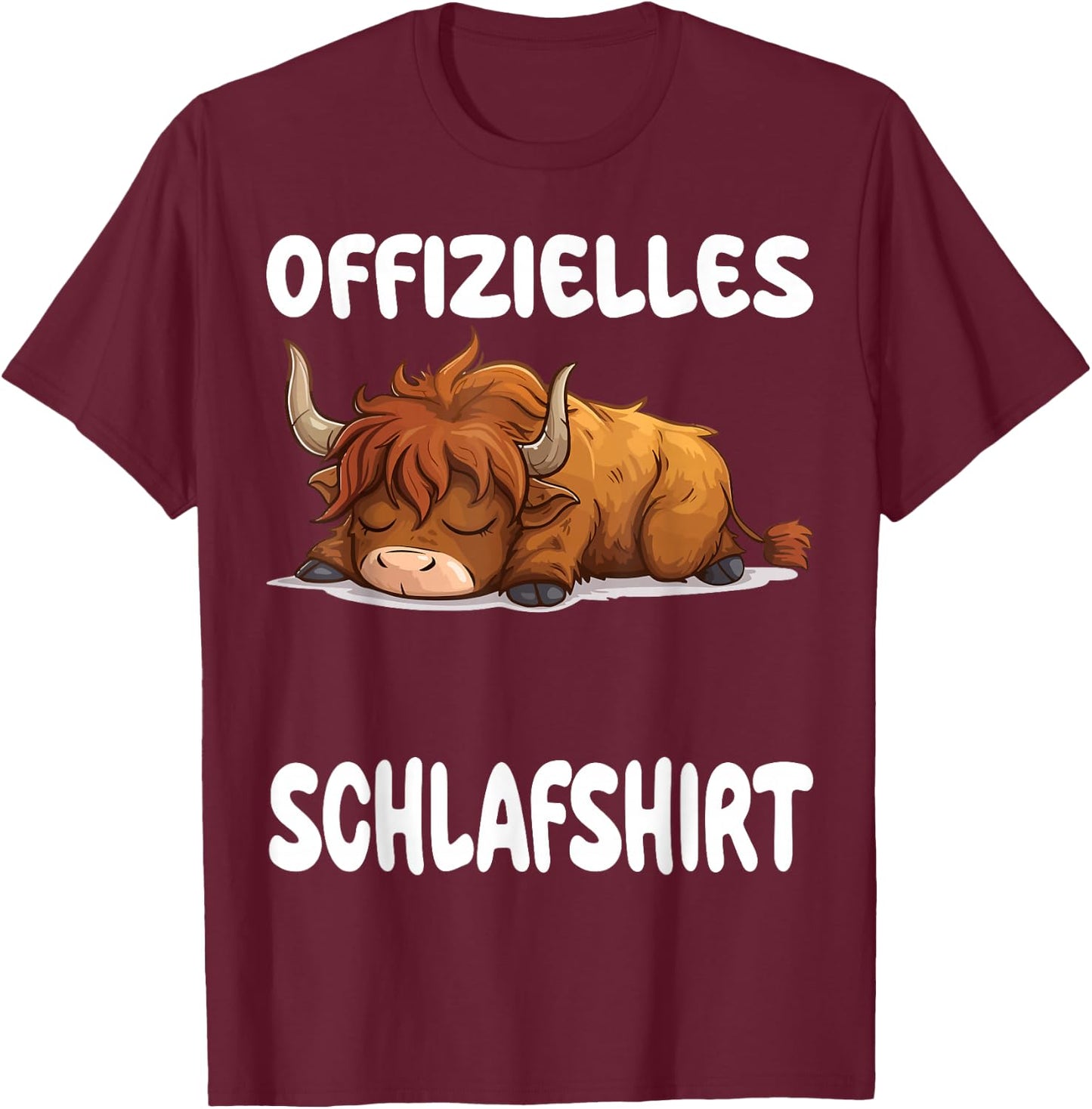 Scottish Highland Cow Official Sleep Shirt Nightdress , black T-Shirt - T-Shirt | Maroon