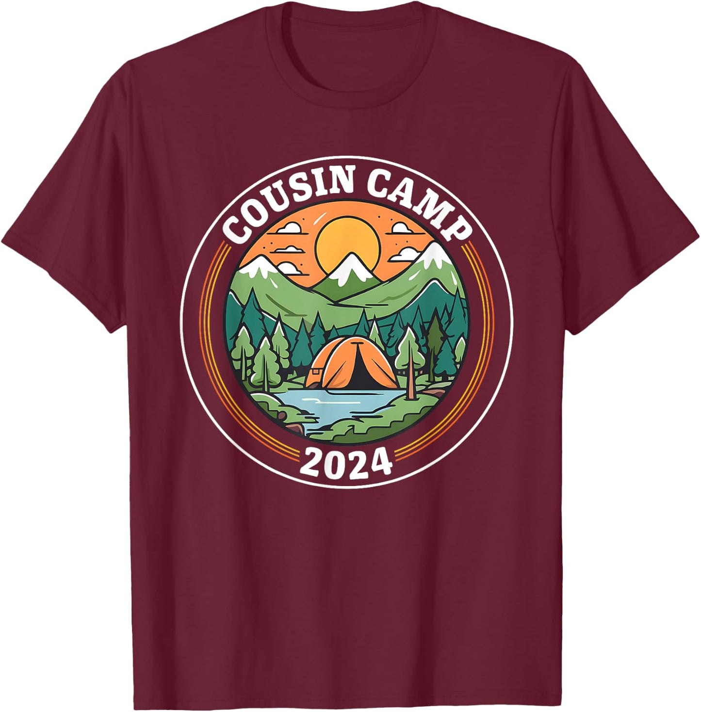 Cousin Camp 2024 Camping Family Summer Vacation Cousin Crew Women Girls Kids T-Shirt - T-Shirt | Maroon