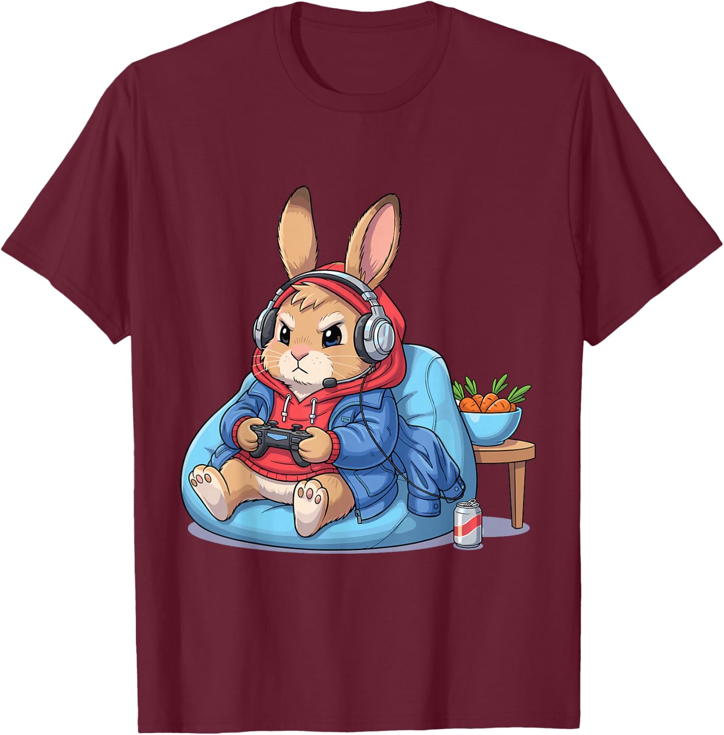 Gamer Bunny Rabbit Video Game Funny Shirts Women T-Shirt - T-Shirt | Maroon