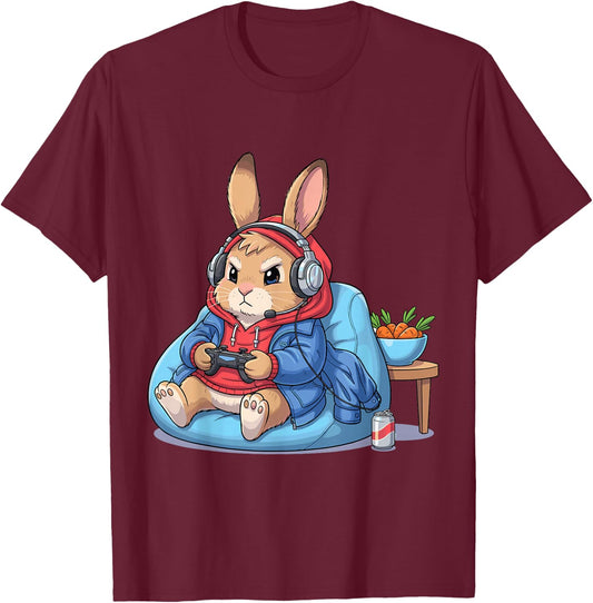 Gamer Bunny Rabbit Video Game Funny Shirts Women T-Shirt - T-Shirt | Maroon