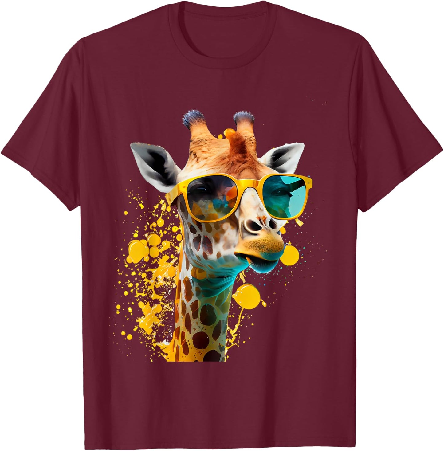 Giraffe Sonnenbrille Urlaub Sonne Natur Urlauber Dschungel T-Shirt - T-Shirt | Maroon