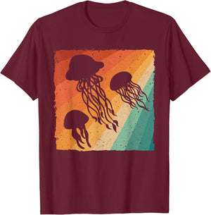 Funny Jellyfish Design For Kids Men Women Vintage Jellyfish T-Shirt - T-Shirt | Maroon