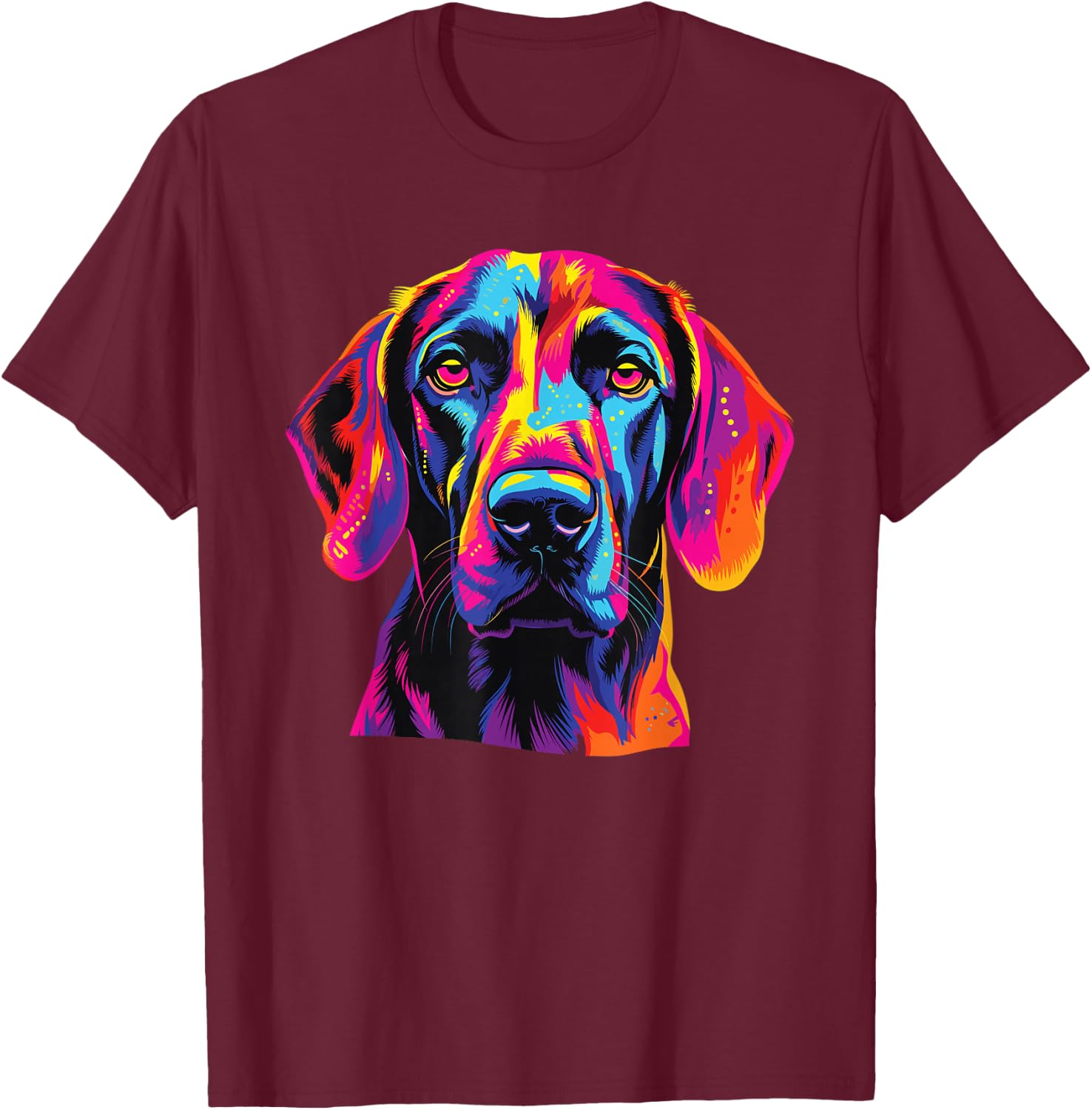 Watercolor Colorful Plott Hound Dog , Small T-Shirt - T-Shirt | Maroon