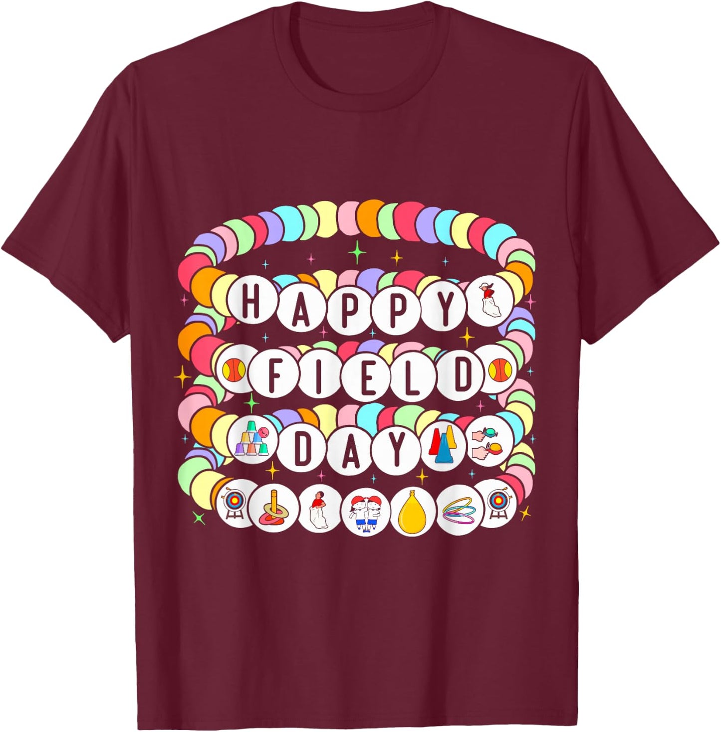 field day games Sack Race field day 2026 friendship bracelet T-Shirt - T-Shirt | Maroon