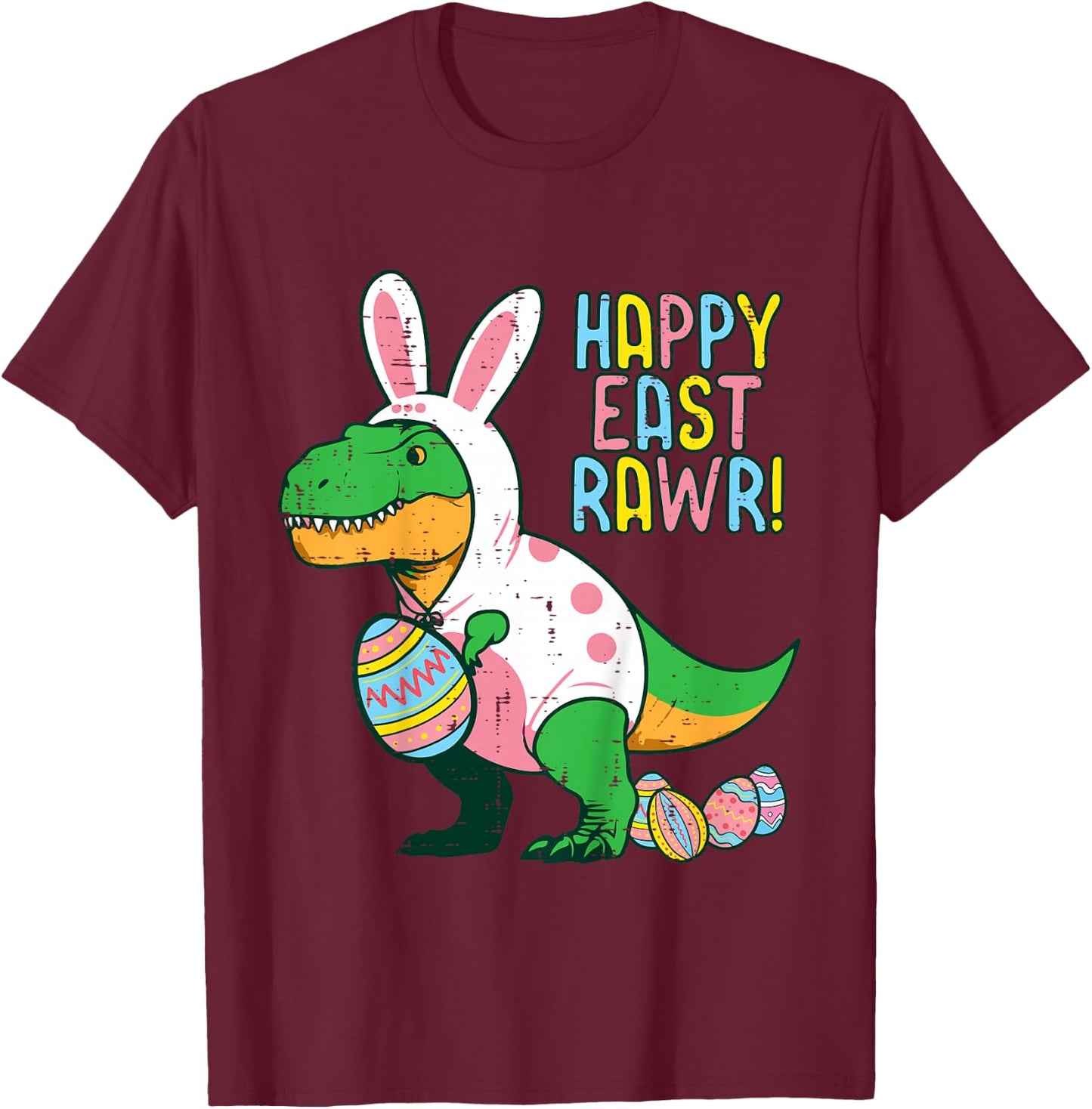 Kids Easter Dino Happy East Rawr Trex Toddler Boys Kids Youth T-Shirt - T-Shirt | Maroon
