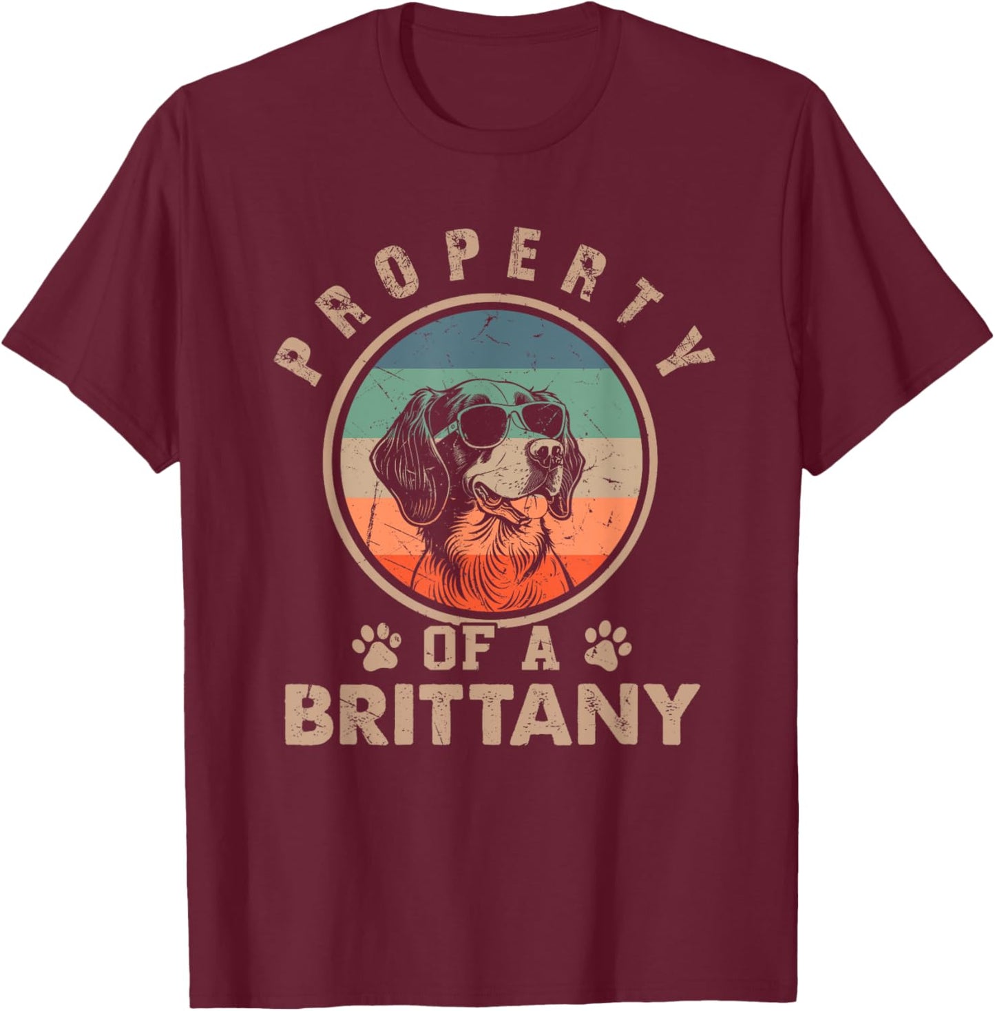 Property Of A Brittany Gifts Funny Brittany Dog Lover Owner T-Shirt - T-Shirt | Maroon