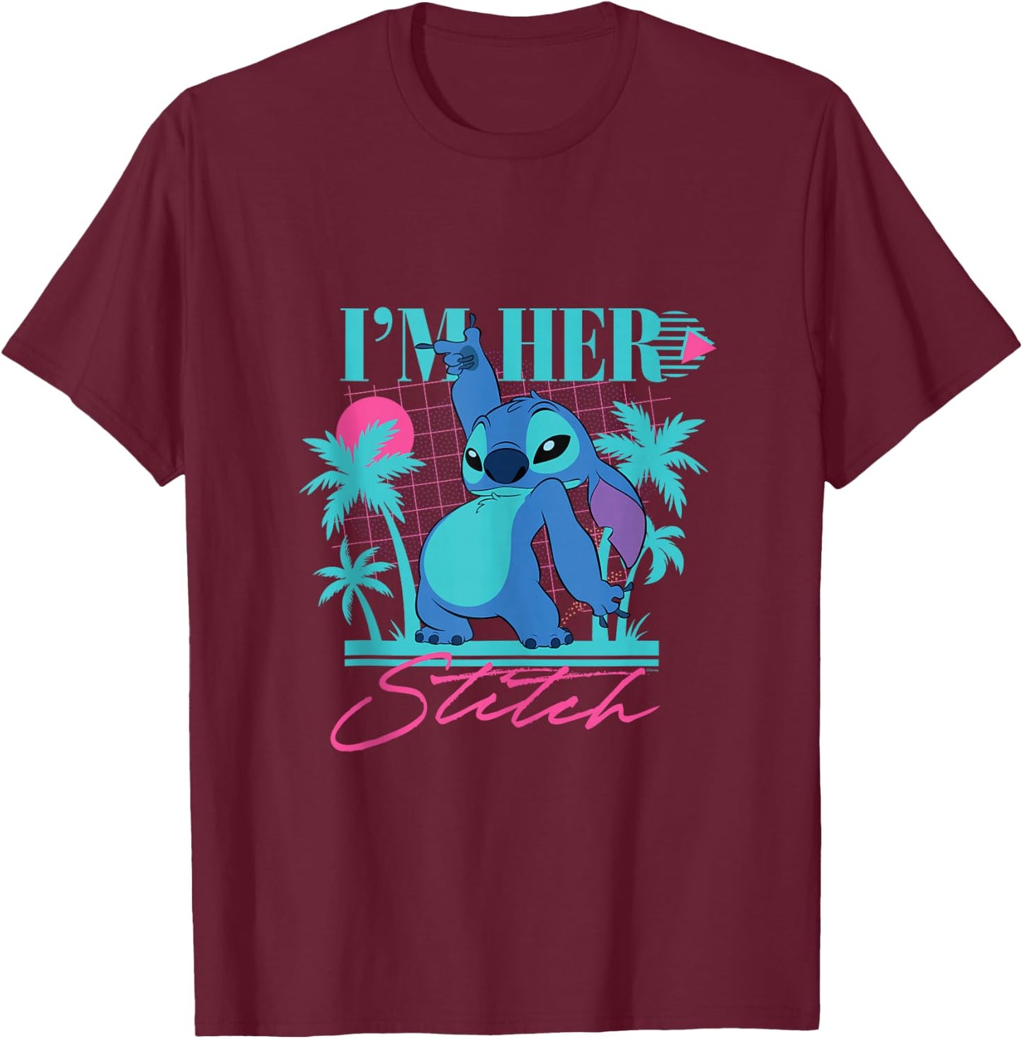 Disney Stitch Retro ’90s Couples Matching I’m Her Stitch T-Shirt - T-Shirt | Maroon
