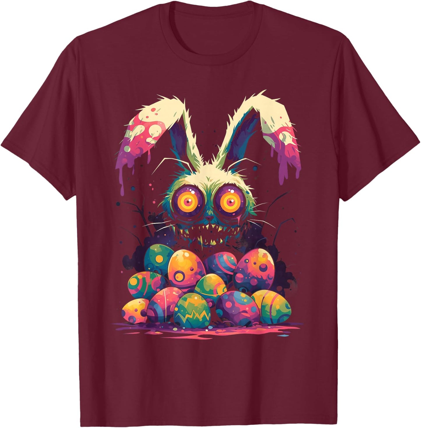Horror Easter Bunny Egg Hunt Creepy Cute Goth Alt Aesthetic T-Shirt - T-Shirt | Maroon