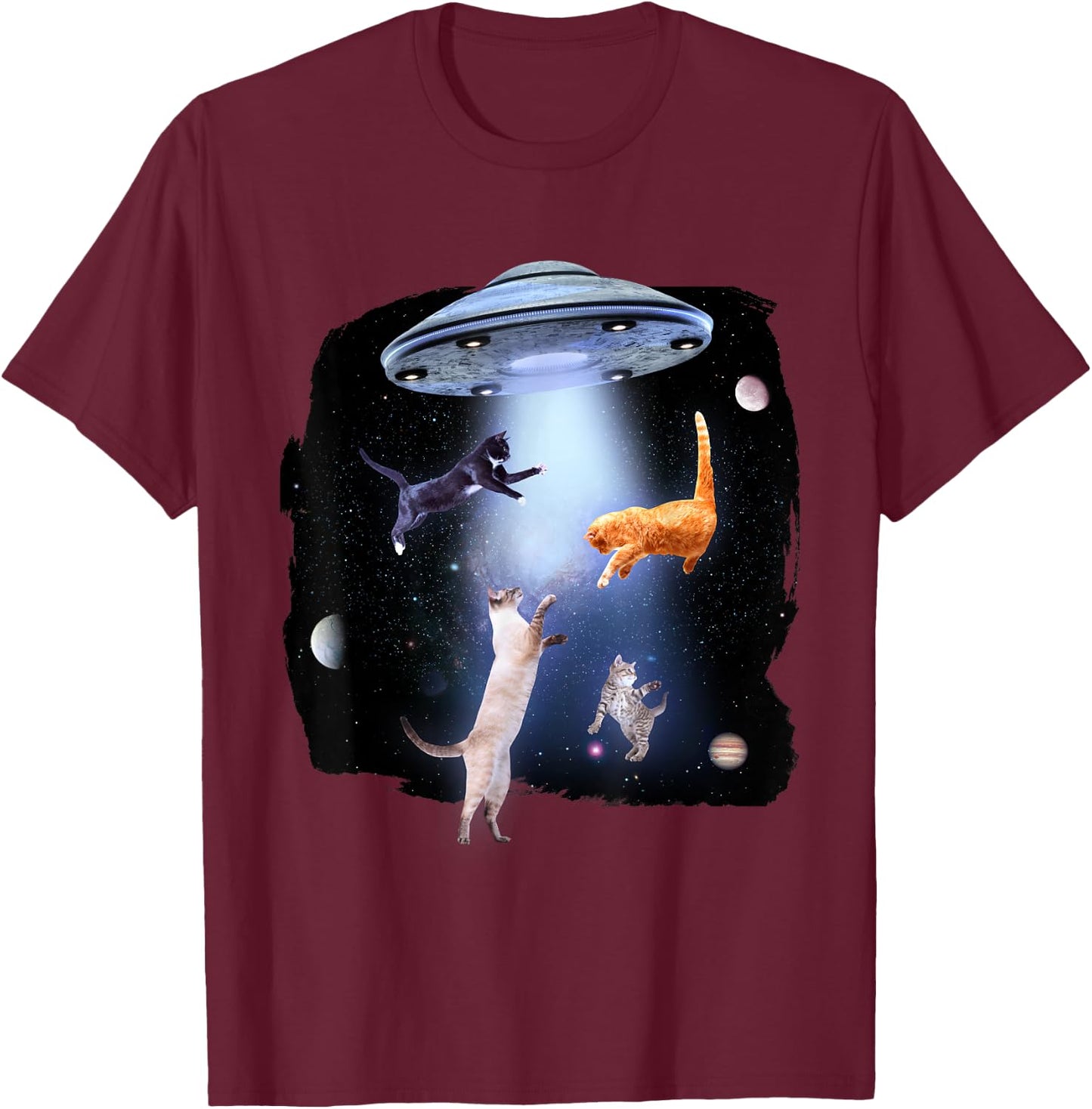 @n!mal Katze Lustig Katzenmotiv Katze Damen, -Erwachsene, Herren Schwarz S Standardlänge Klassische Passform Kurzarm Tierdruck Casual Freizeit Katze T-Shirt - T-Shirt | Maroon