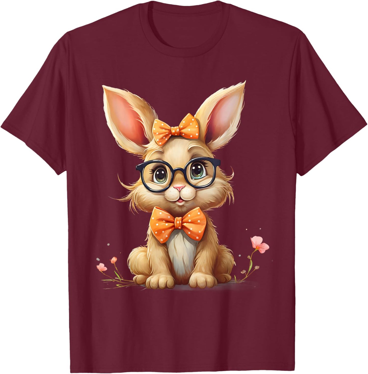 Happy Easter Süßes Hasenmotiv Ostereier mit Hasenmotiv T-Shirt - T-Shirt | Maroon
