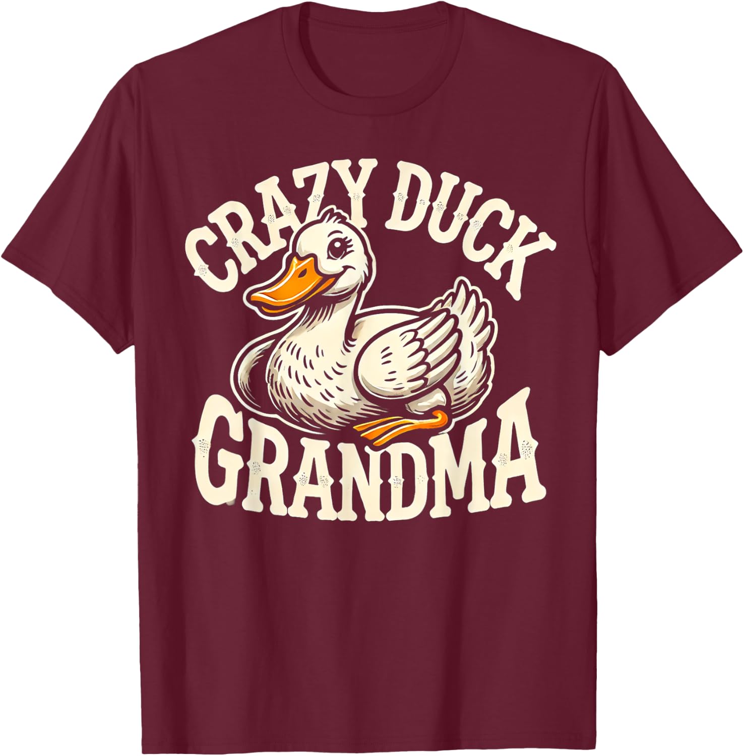 Crazy Duck Grandma Women Animal Funny Duck T-Shirt - T-Shirt | Maroon
