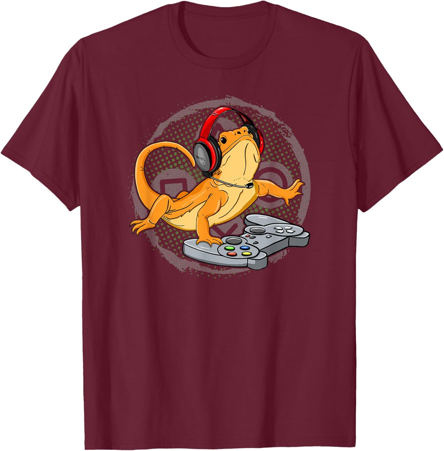 Bearded Dragon Gamer Video Game Gecko Lizard T-Shirt - T-Shirt | Maroon