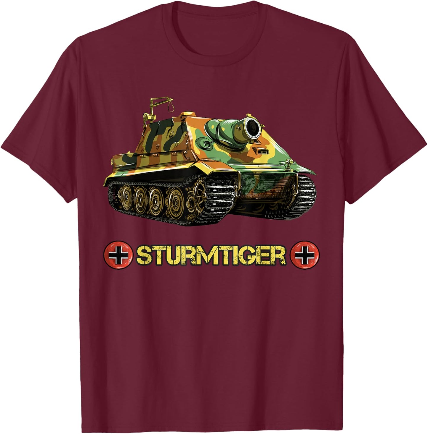 German Tank Storm Tiger from WW2 T-Shirt - T-Shirt | Maroon