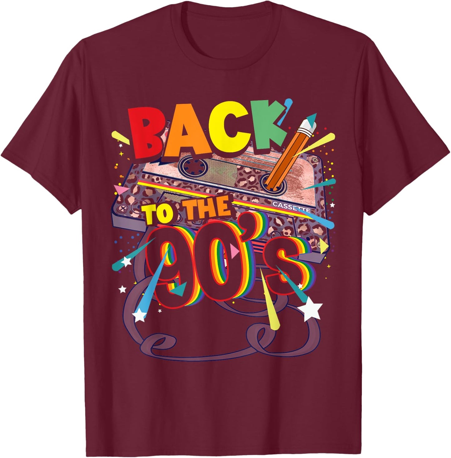 90s Outfit Party and Theme Party Costume Women's Men's , black T-Shirt - T-Shirt | Maroon