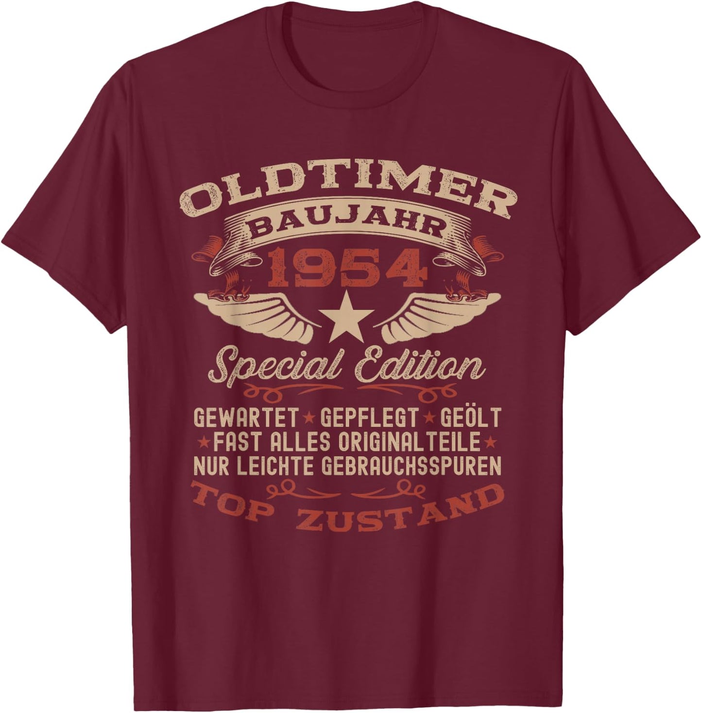 70th Birthday Gift Vintage 1954 Vintage Car Funny , black T-Shirt - T-Shirt | Maroon