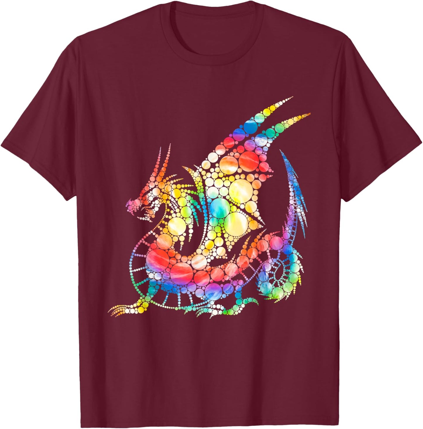 Tie Dye Colorful Dots Dragon Happy Dot Day Boys Girls T-Shirt - T-Shirt | Maroon