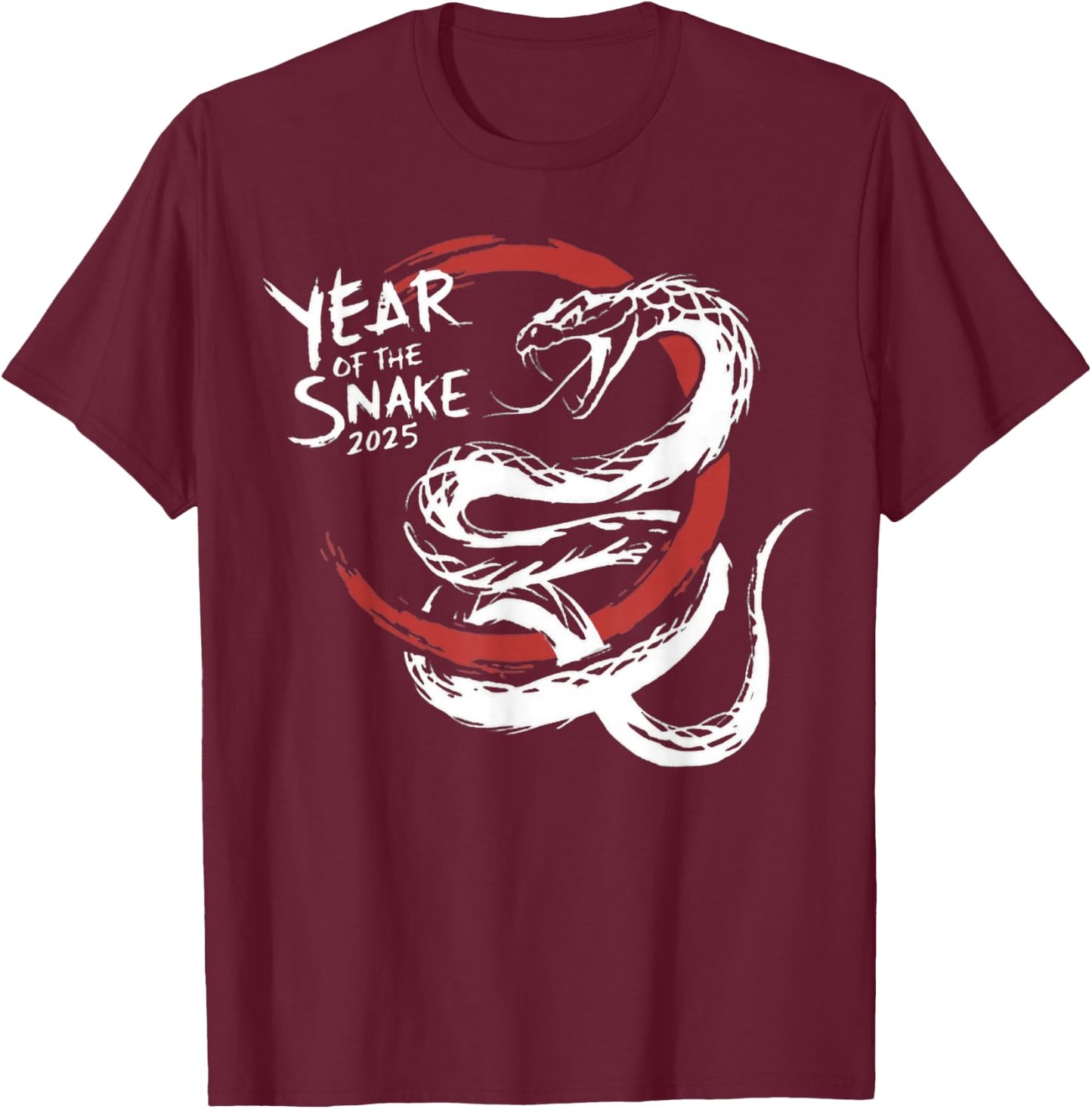 Chinese New Year Zodiac Sign 2025 Year of The Snake T-Shirt - T-Shirt | Maroon
