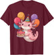 Axolotl Birthday Party Kawaii Bday Boys Girls Cute Axolotl T-Shirt - T-Shirt | Maroon