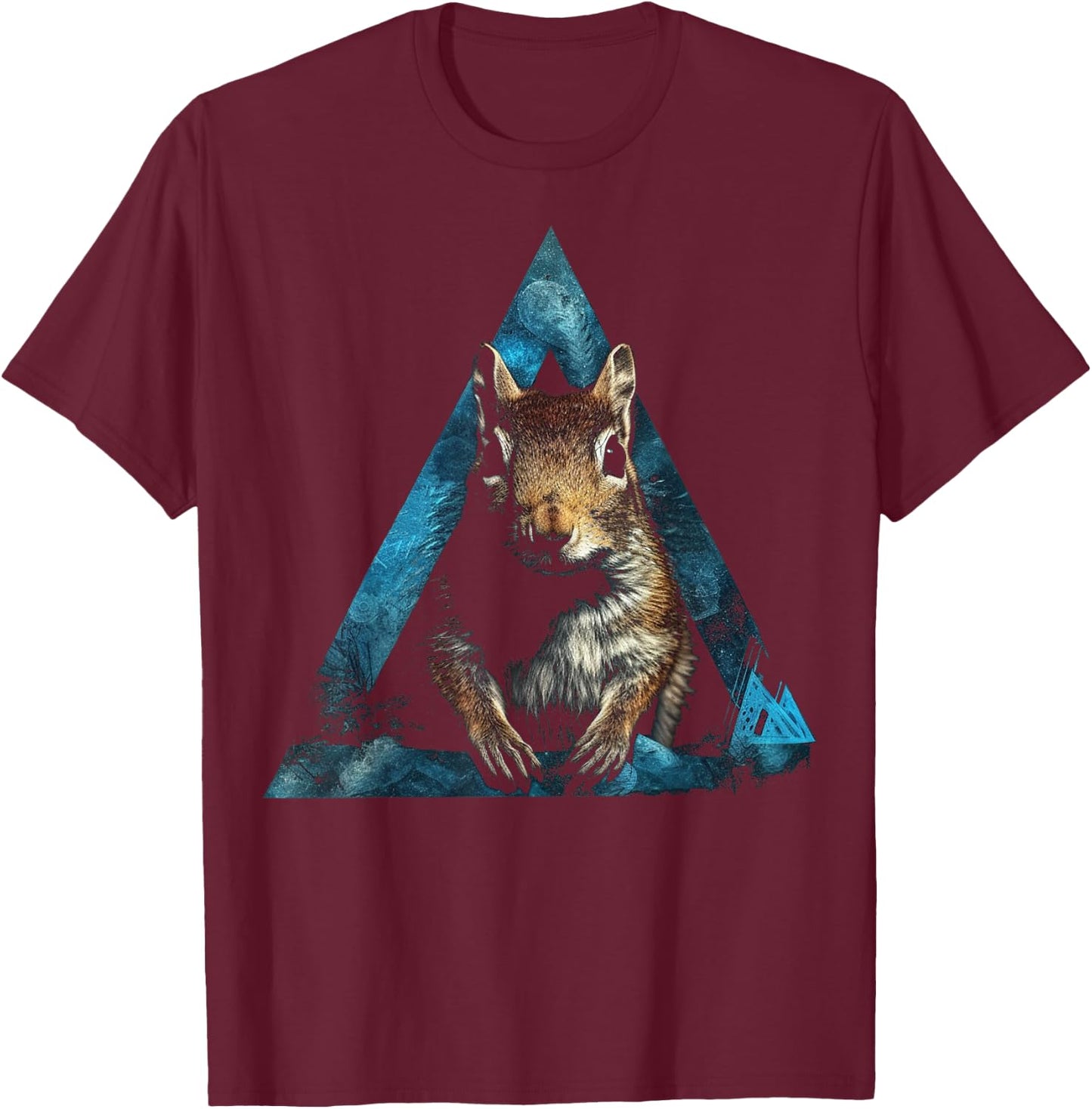 Squirrel Polygon Geometric Animal Squirrel T-Shirt - T-Shirt | Maroon