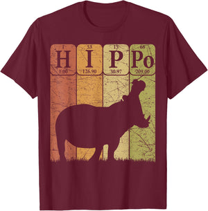 Hippo Periodic Table Elements Hippo Lover Hippopotamus Retro T-Shirt - T-Shirt | Maroon