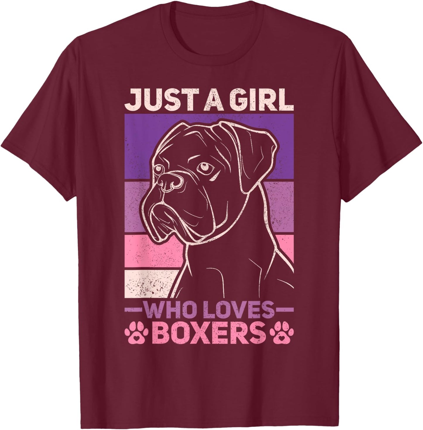 Dog Lover Owner Animal Vintage Just A Girl Who Loves Boxers T-Shirt - T-Shirt | Maroon