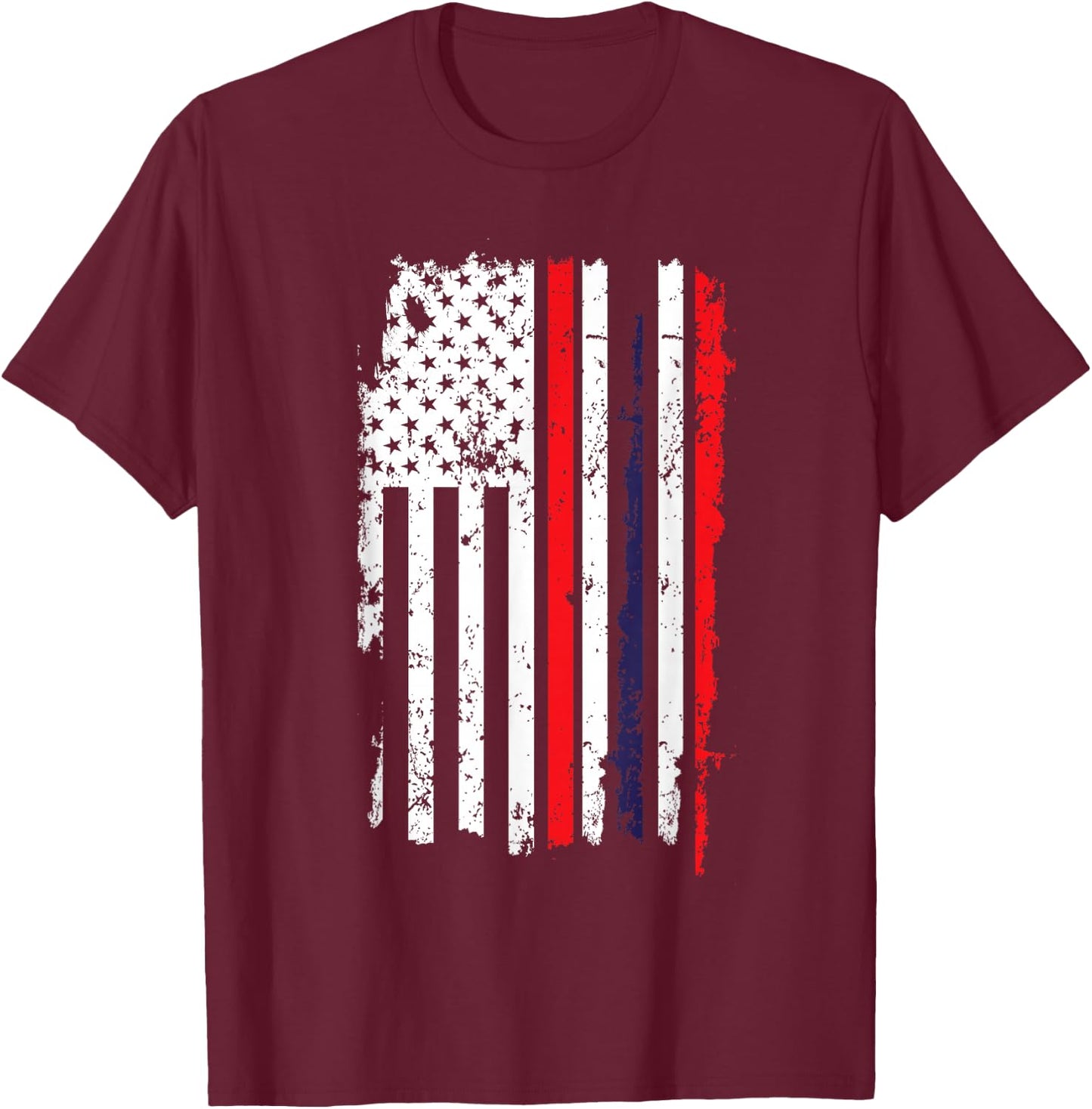 USA US Flag 4th Of July Thin Red Line Thai Flag Thailand T-Shirt - T-Shirt | Maroon