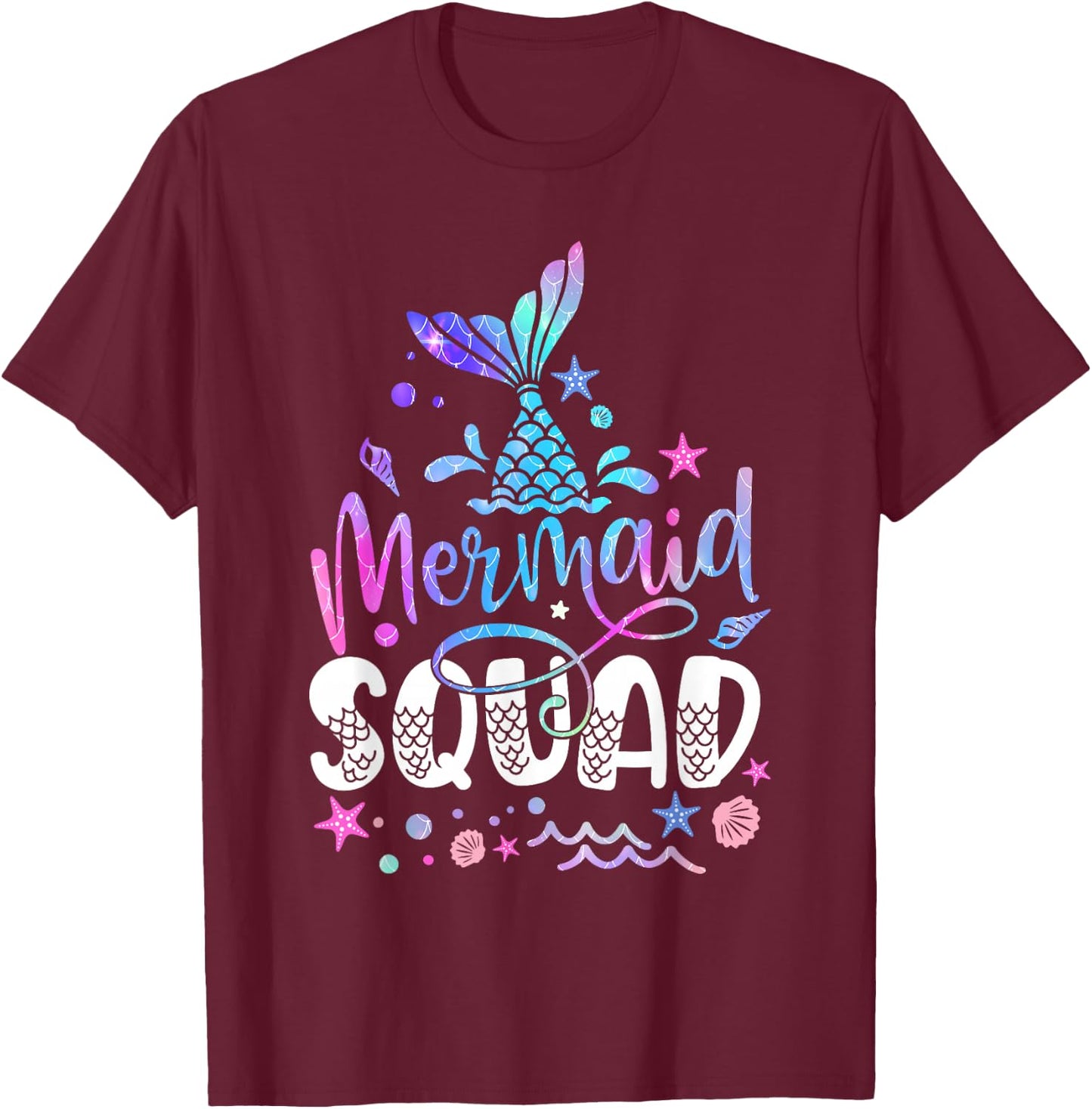 Mermaid Squad Mermaid Tail Toddler Girls Birthday outfit T-Shirt - T-Shirt | Maroon