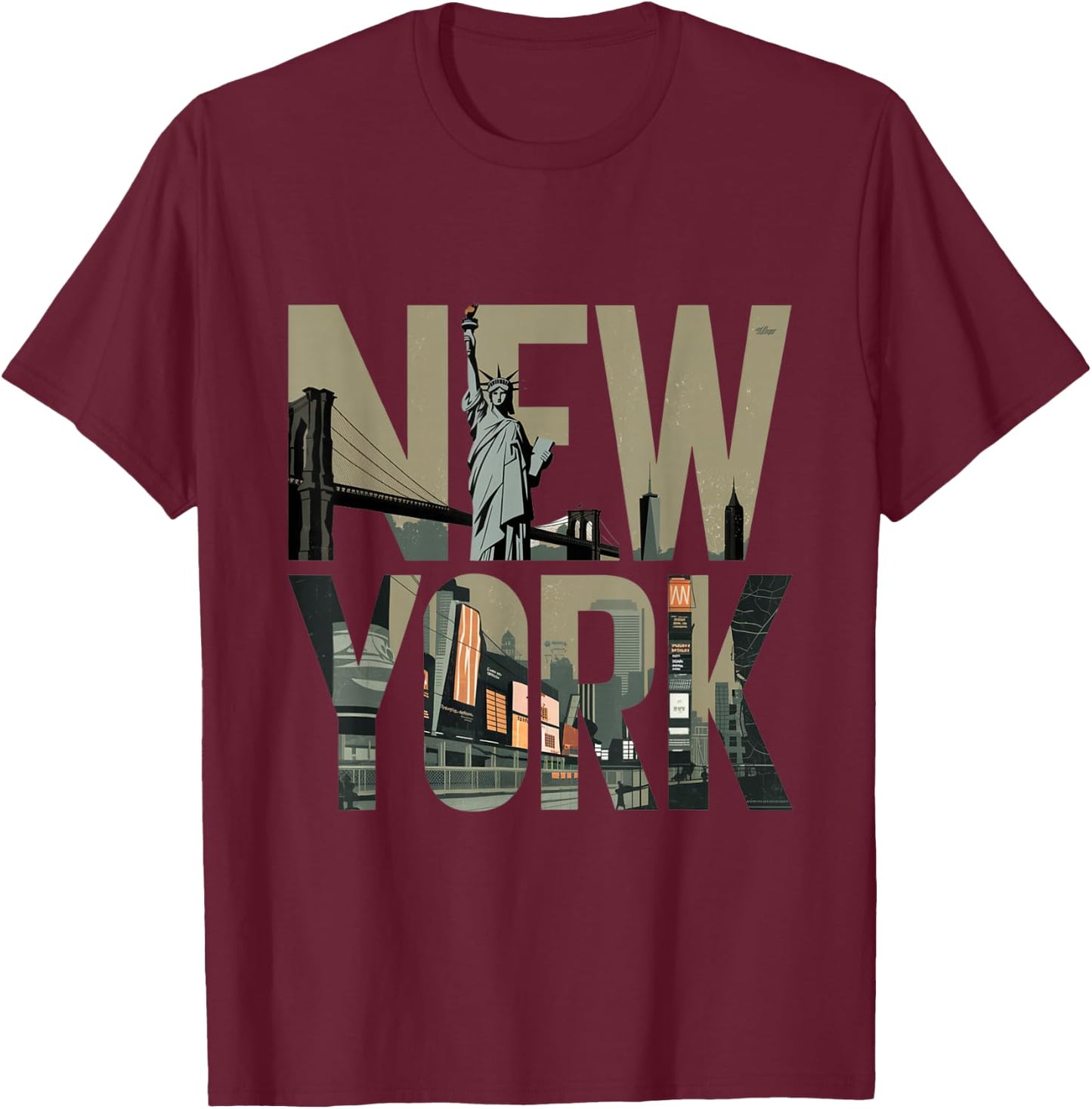 New York Freiheitsstatue T-Shirt - T-Shirt | Maroon