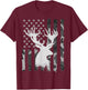 Funny Camouflage USA Flag Whitetail Buck Deer Hunting Lovers T-Shirt - T-Shirt | Maroon