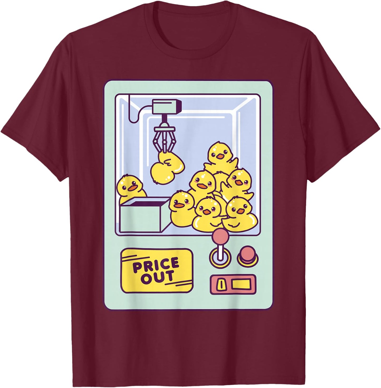 Duck Machine Design Playful Claw Toy Ducks T-Shirt - T-Shirt | Maroon