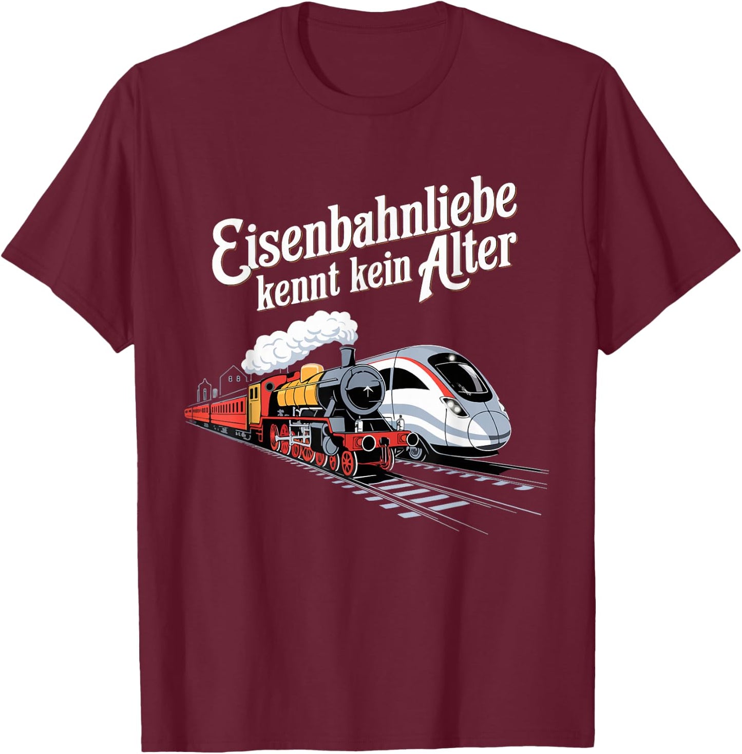Model Railway Saying "Eisenbahn Liebe Damplok Modellbau , black T-Shirt - T-Shirt | Maroon