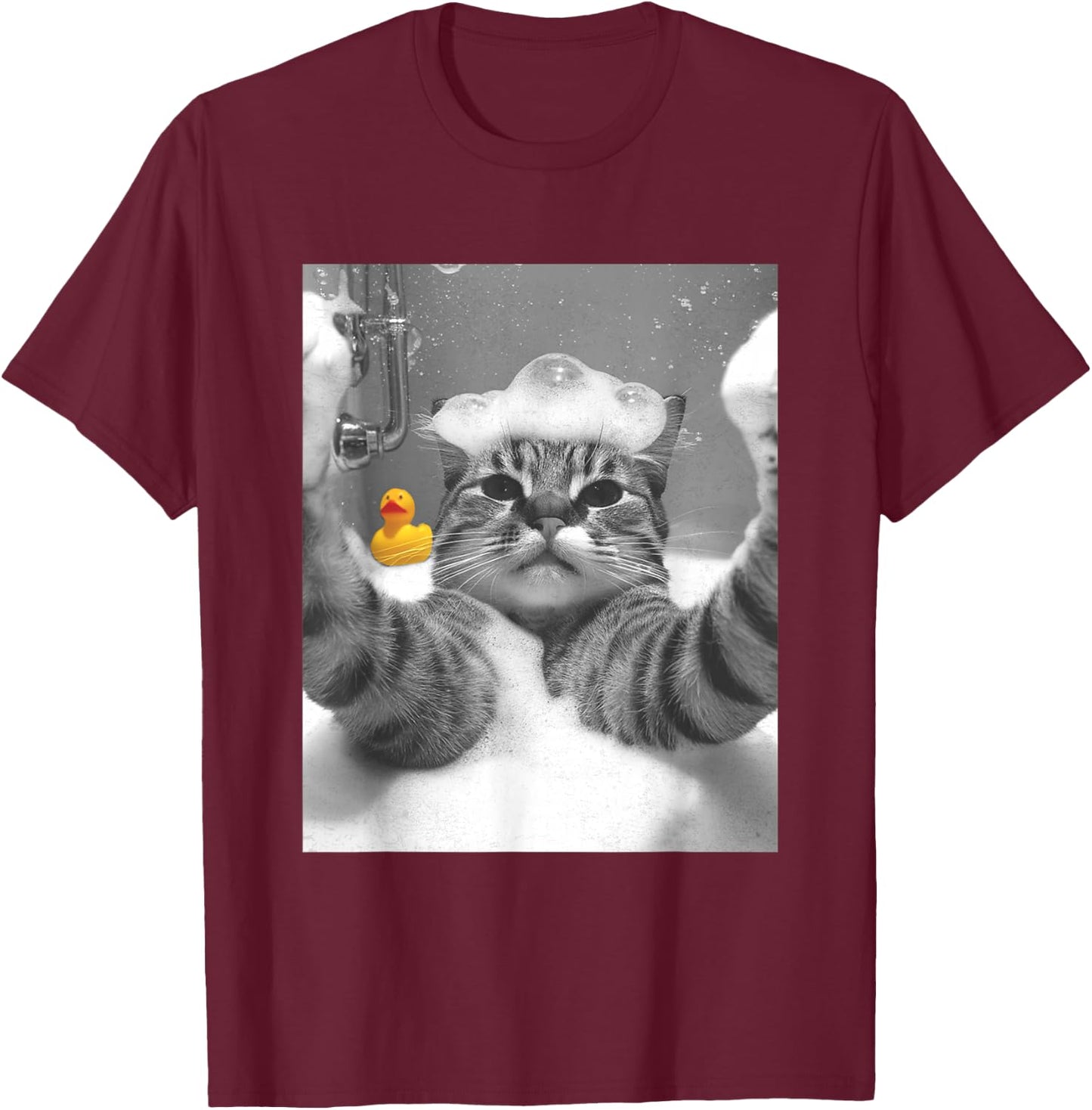 Lustige Katzen Meme Shirts & Zubehör Katze in Badewanne Selfie Schwarz Erwachsene Klein EU 40-50 T-Shirt - T-Shirt | Maroon