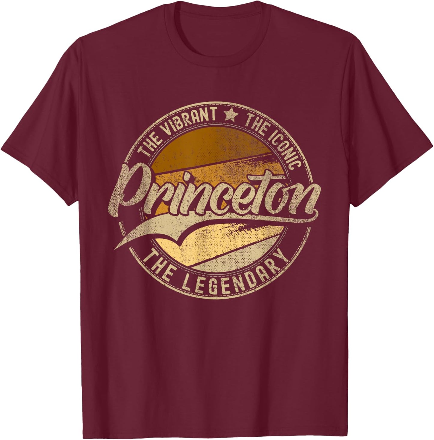 Princeton NJ | New Jersey | Vintage Distressed T-Shirt - T-Shirt | Maroon
