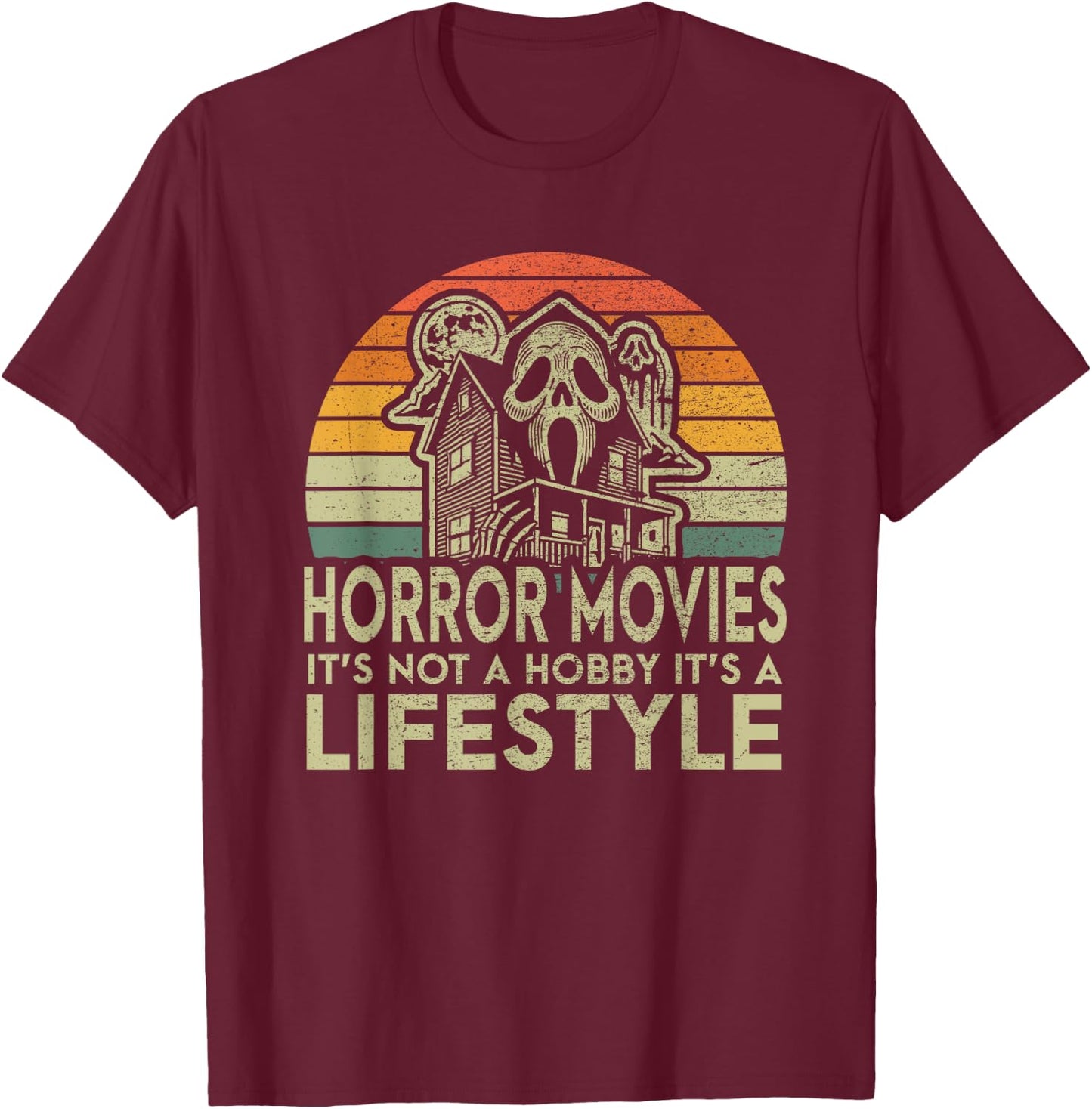 Retro Horror Movies Lifestyle Horror Enthusiast T-Shirt - T-Shirt | Maroon