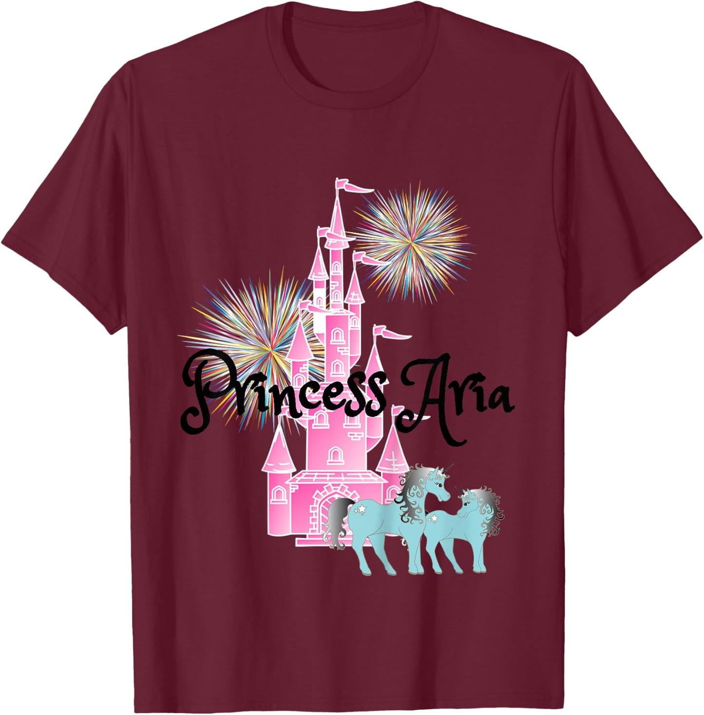 Kids Princess Aria Name Girls Personalized Custom T-Shirt - T-Shirt | Maroon