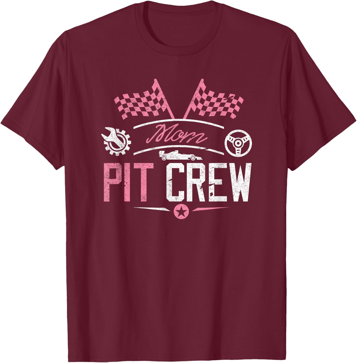 Racing Car Mommy Racer Shirt Mom Pit Crew for Mother Women T-Shirt - T-Shirt | Maroon