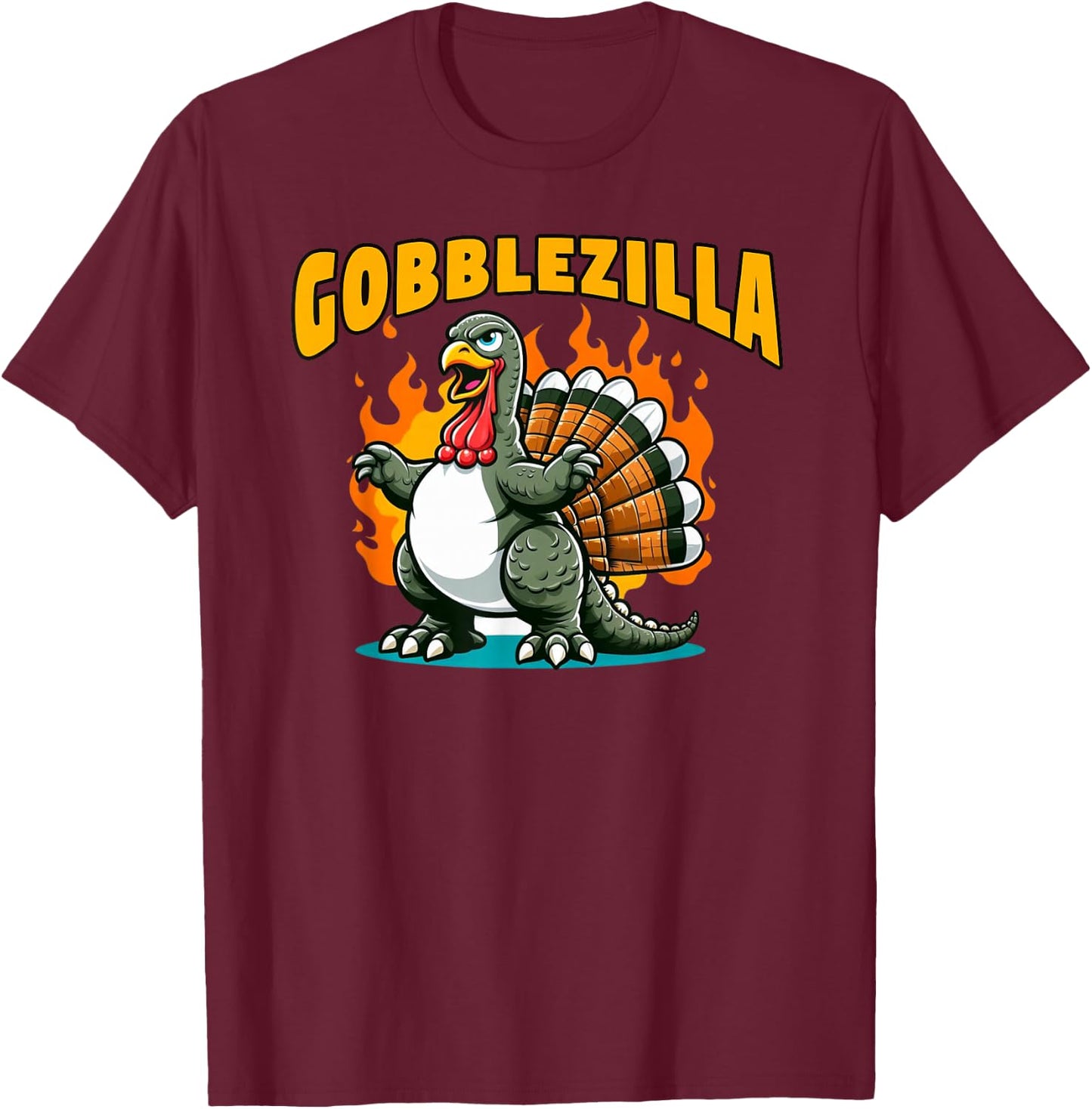 Turkey Thanksgiving Day Gobblezilla T-Shirt - T-Shirt | Maroon