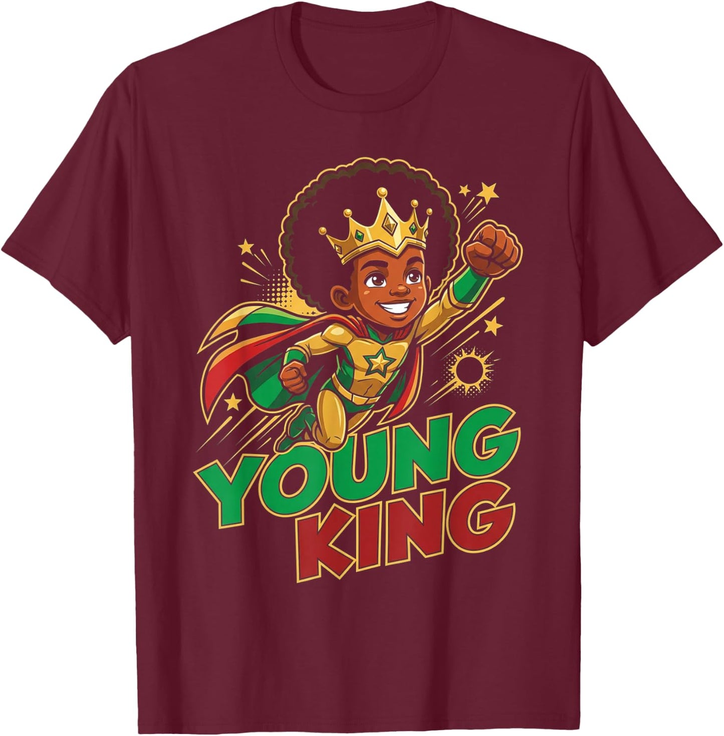 Black Young King Black History Month Juneteenth Kids Boys T-Shirt - T-Shirt | Maroon