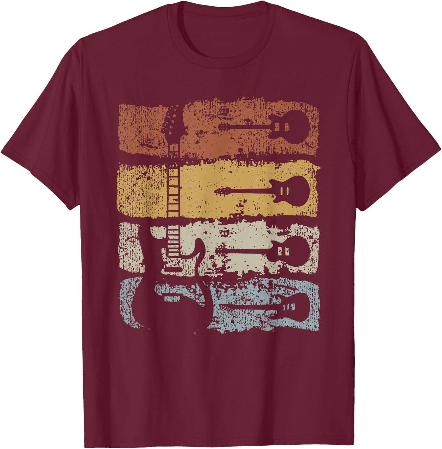 Guitar Player Rock Music Retro Guitar , black T-Shirt - T-Shirt | Maroon