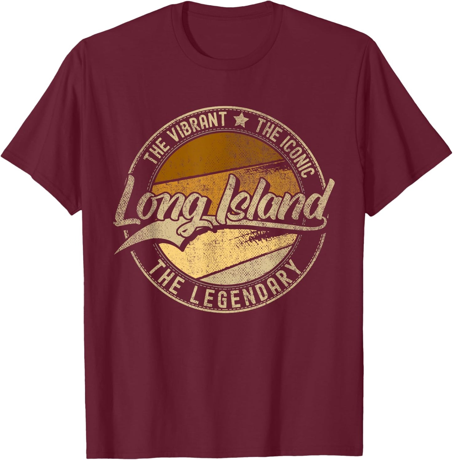 Long Island NY | New York | Vintage Distressed T-Shirt - T-Shirt | Maroon