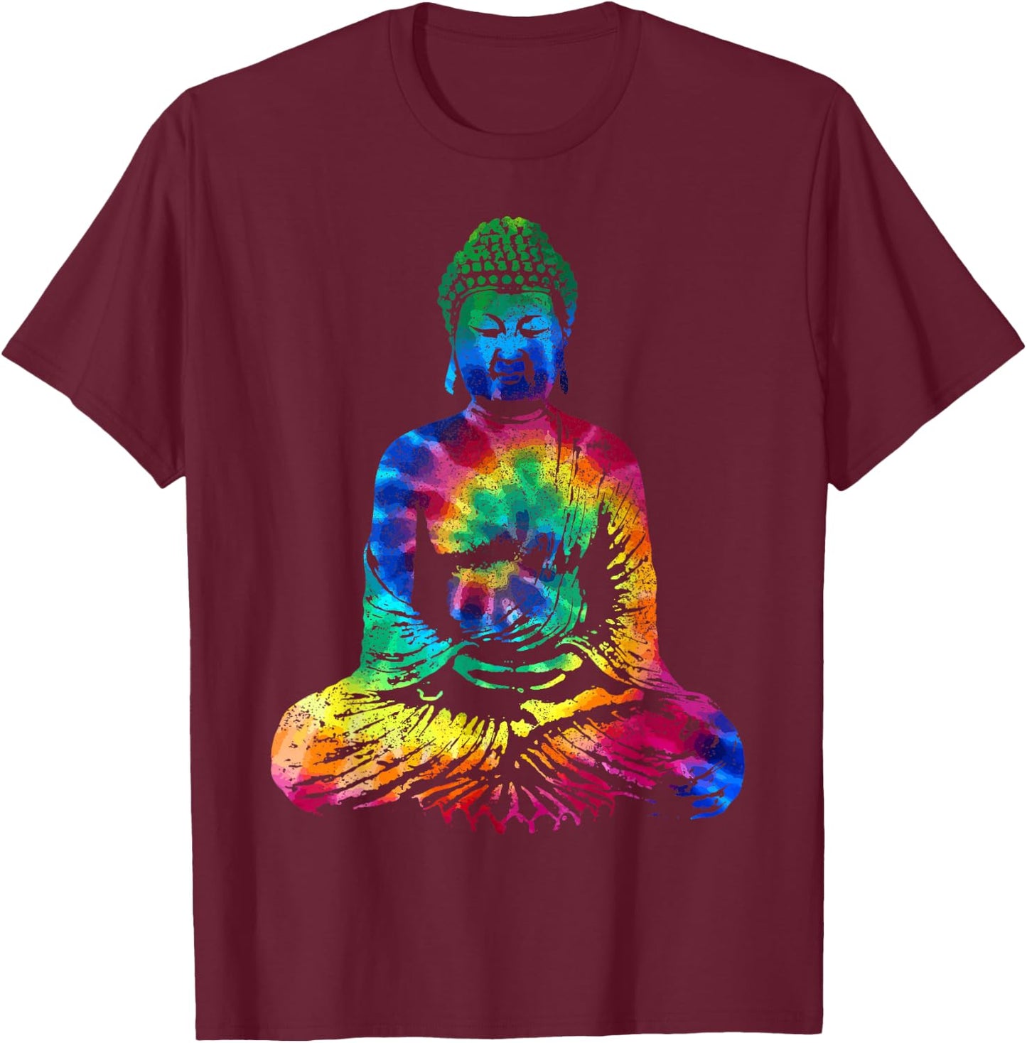 Buddha Tie Dye Vintage Yoga Yogi Buddhist T-Shirt - T-Shirt | Maroon