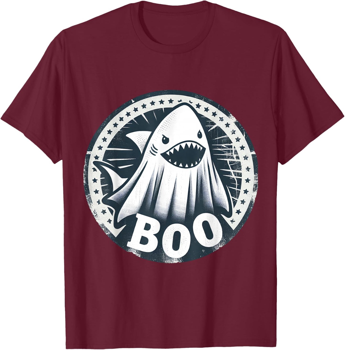 Boo Ghost Shark Funny Halloween Costume T-Shirt - T-Shirt | Maroon