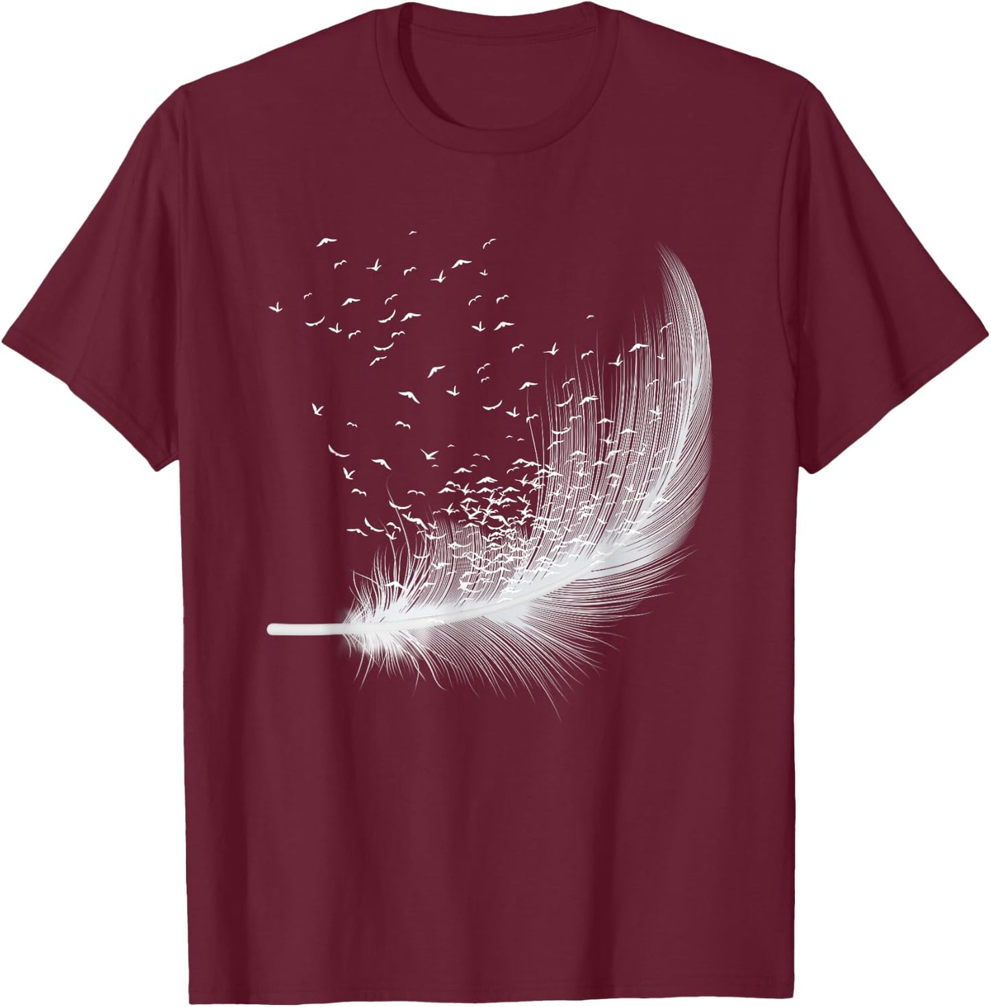 Bird Feather Silhouette Image Birdwatcher Birdwatching Lover T-Shirt - T-Shirt | Maroon
