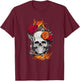 Flaming Skull and Roses T-Shirt - T-Shirt | Maroon